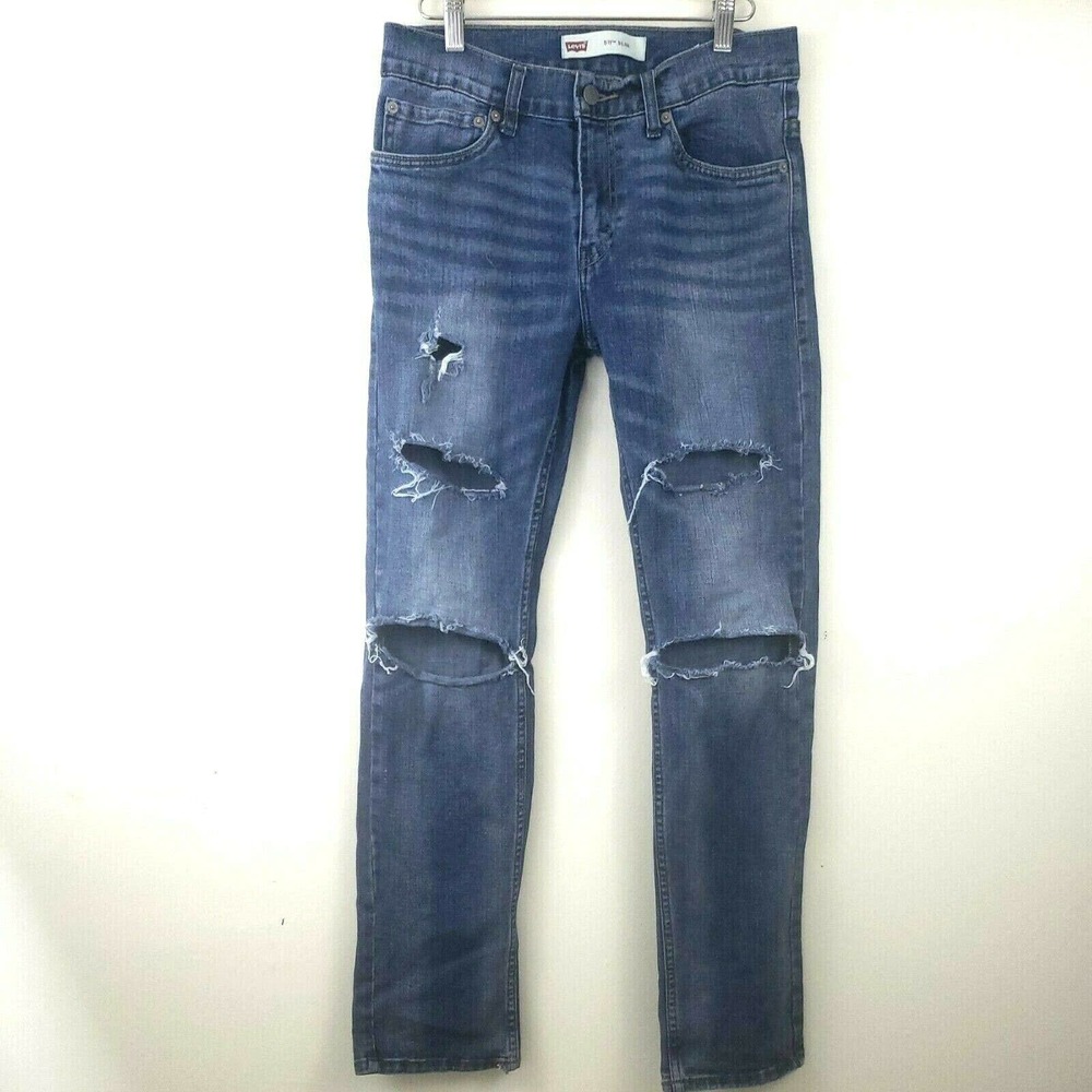 Levis 511 Slim Distressed Jeans 29x29 18 Reg Denim